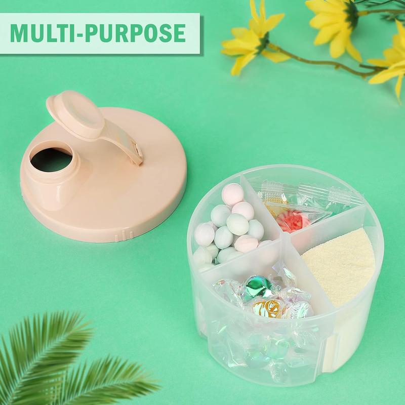 Formula Dispenser on The Go, Non-Spill Rotating Four-Compartment Formula Container To Go, Milk Powder Snack Container for Travel Outdoor, Pink
