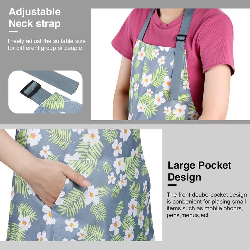 3 Pack Floral Aprons with Pocket, Blooming Womens Aprons  Adjustable Cooking Aprons for Kitchen Gardening and Salon