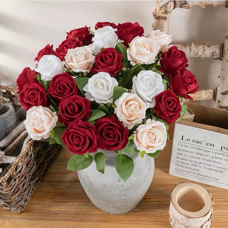 11pc Rose artificial flowers, living room decoration, shop decoration, wedding decoration, office decoration, household items, flower arrangement art, gifts, holiday gifts, Valentine's Day gifts.