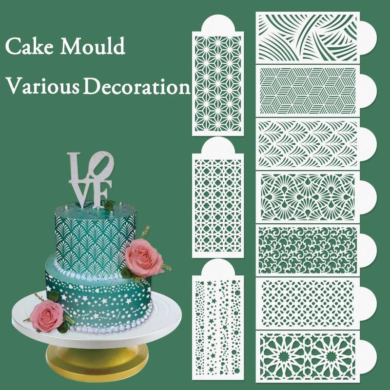 Cake Decorating Mold, 10pcs set Cake Decorating Stencil, Plastic Cake Decorating Mold, DIY Cake Decorating Tool for Wedding Birthday Party