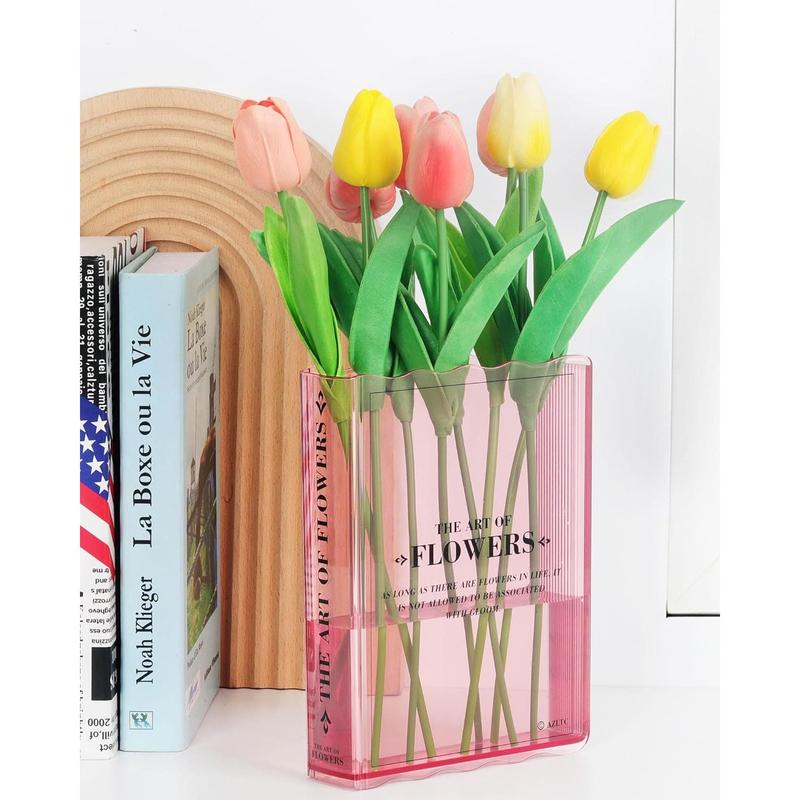 Book-Shaped Flower Vase, Book Lovers Gifts, Pink Vases for Wedding Decor Centerpieces & Must-Have for Home, Bookshelf,Bedroom & Table Premium Decor for Women Like Mothers Day (Pink)