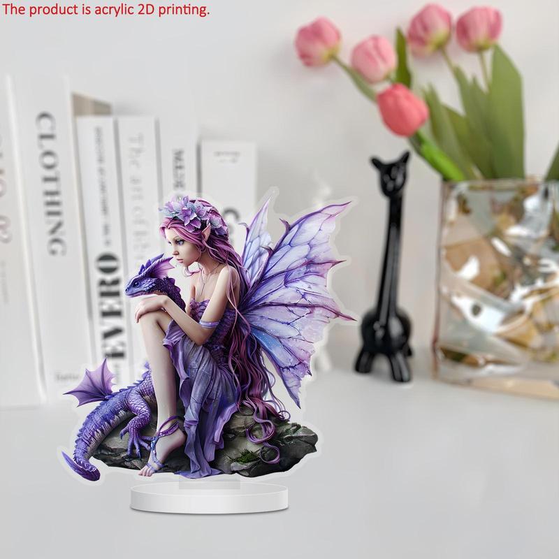 Dragon & Fairy Pattern Desktop Decoration, 1 Count Exquisite Desktop  Ornament, Durable Desktop Decoration Sign for Home Living Room Bedroom