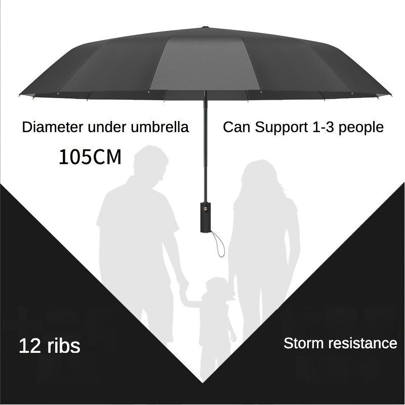 Automatic Folding Umbrella, 1 Count Portable 12-rib Fiber Bone Umbrella, Sun & Rain Dual-use Umbrella for Outdoor Activities