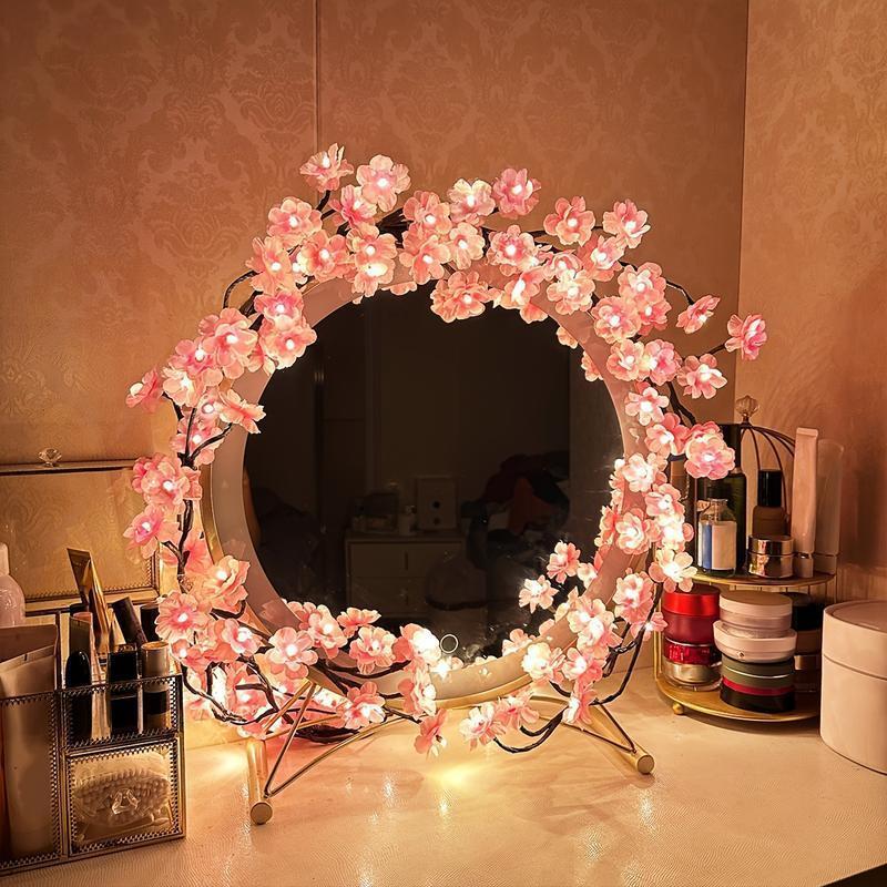 Christmas Cherry Blossom LED Branch Shaped Light for Room Decor, 1 Count Lovely Romantic USB Powered DIY Holiday Vine Light, Suitable for Living Room, Bedroom Wall Decoration, Fall Decor