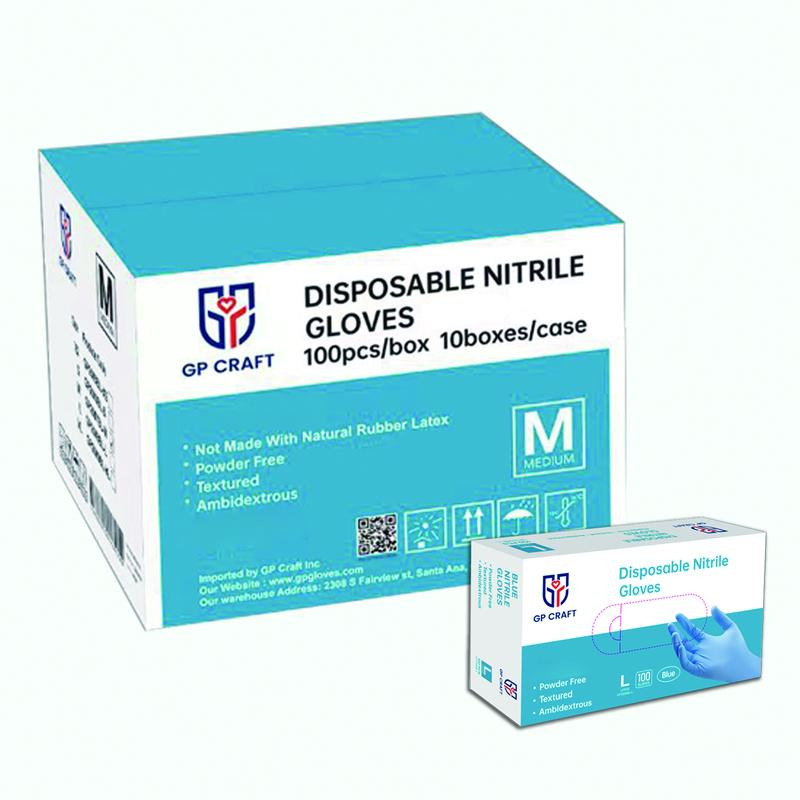 GP Craft Blue Nitrile standard disposable gloves, 4mil , powder - and latex-free good elasticity, wear resistant,  Cleaning Household