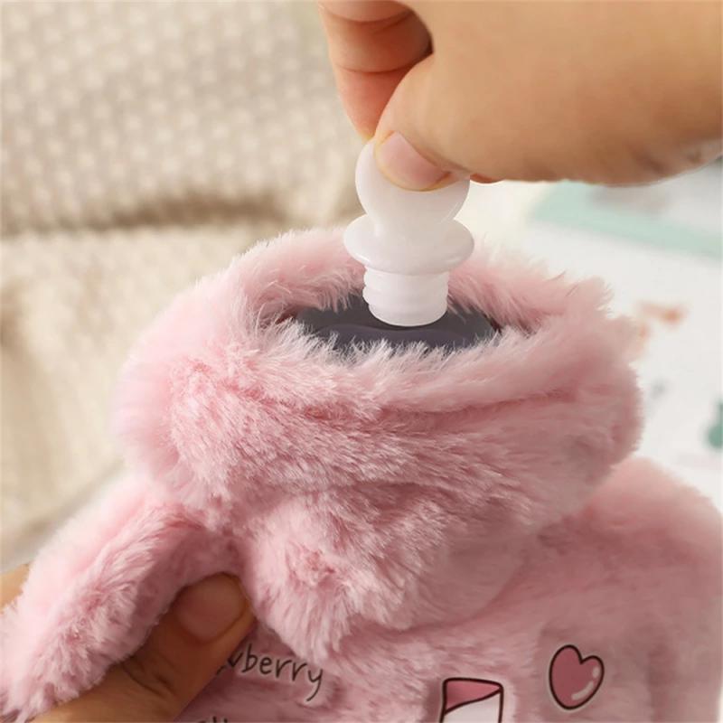 Hot Water Bag Thick Plush Cartoon 750ml Cute For Women Hand Warmer Hand Feet Winter Warm Hand Warmer Bags Portable