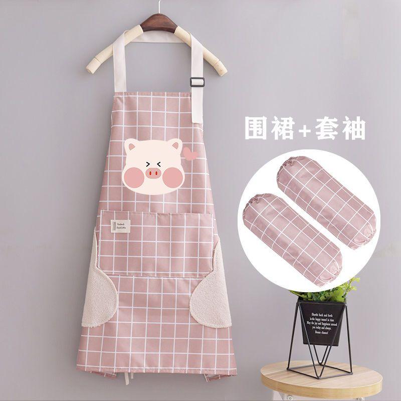 Cute New Women's Apron Waterproof Oil-Proof Cooking Kitchen Home Western Style Work Clothes Japanese Fashion Printing