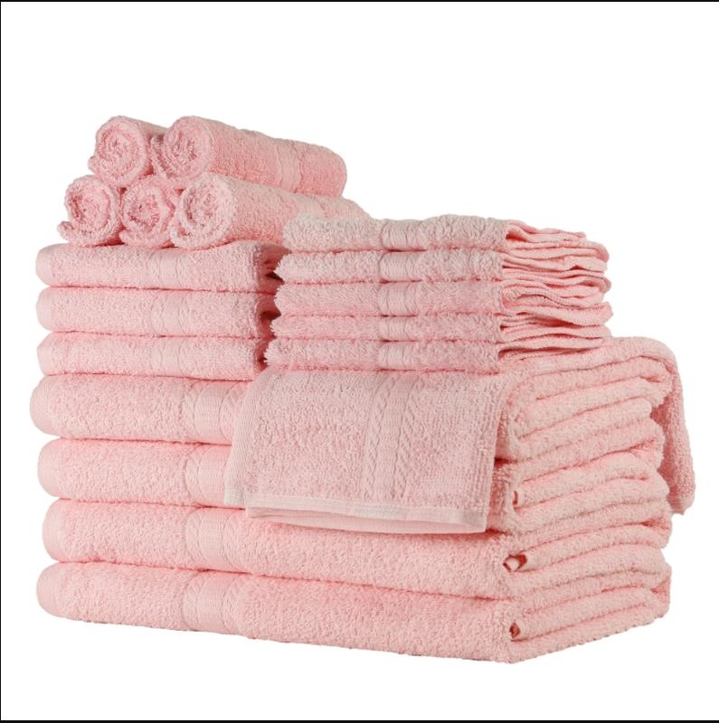 Basic Solid 18-Piece Bath Towel Set Collection, Available in multiple colors Hand Stripe