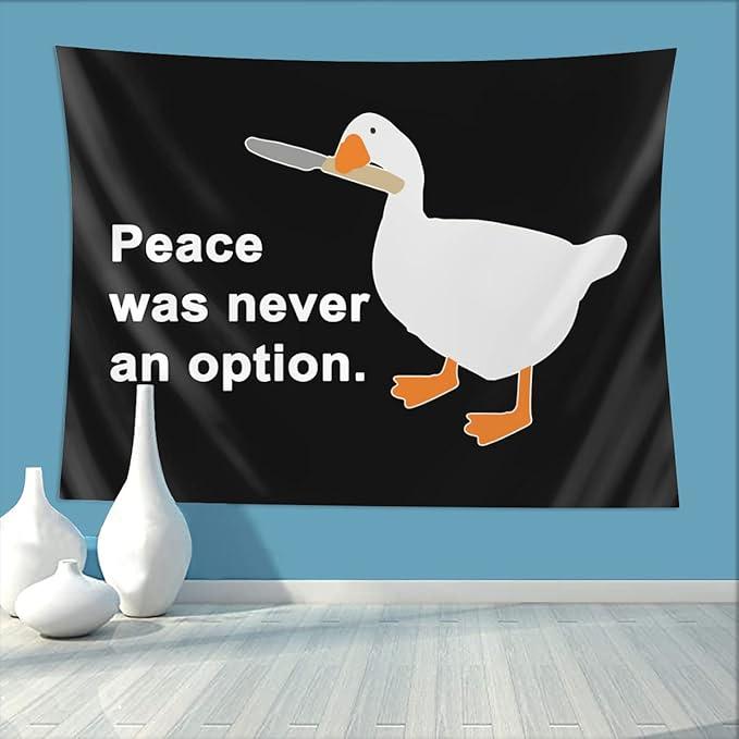 Peace Was Never An Option Goose 40*30in  Tapestry, Bedroom Wall Hanging Bedding Men Teen Girl Funny Living Room Dorm Home Decor