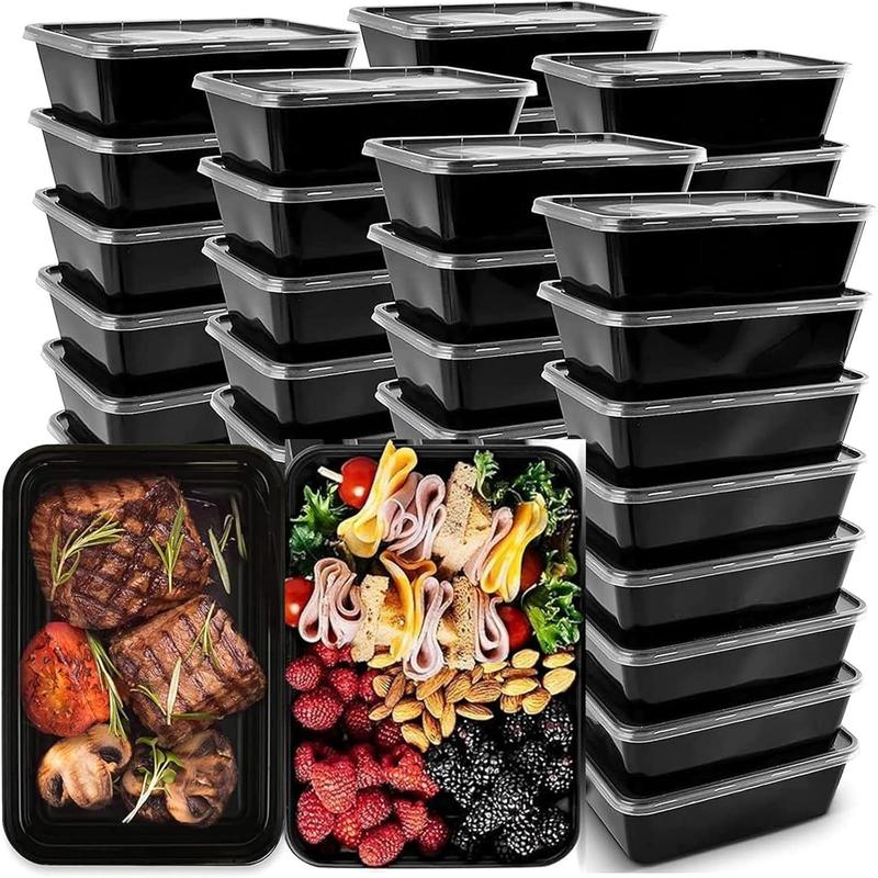 50-Pack Meal Prep Containers, 26 OZ Microwavable Reusable  Containers with Lids for Prepping, Disposable Lunch Boxes, Plastic  Boxes- Stackable, Freezer Dishwasher