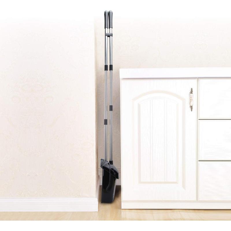 Broom and Dustpan Set for Home with Lid Indoor Upright Dustpan Broom and , Long Handle Apartment Household Essentials for Sweeping Office Kitchen