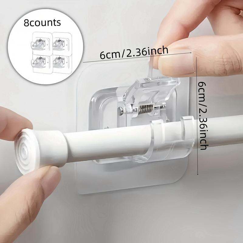 Clear Plastic Window Curtain Rod Hook, No Drilling Curtain Rod Holder, Wall Mounted Window Curtain Rod Bracket, Window Hardware for Home Office