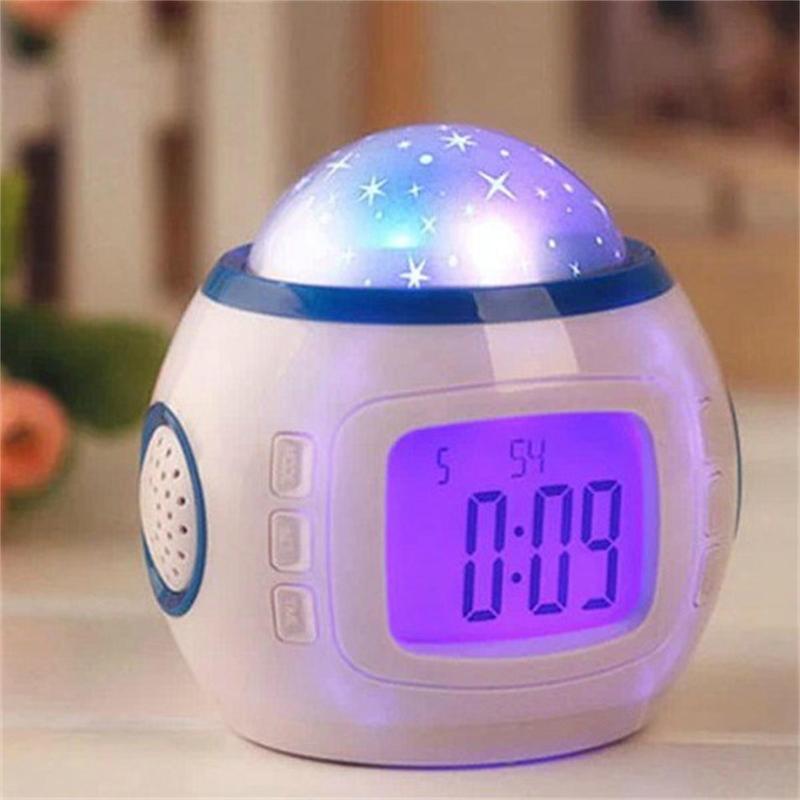 Starry Sky Projector Alarm Clock for Mean Girls Decorations, 1 Count Multifunctional LED Clock with Temperature Display, Bedside Table Clock for Home Office, Ramadan Decor [Battery Required, without Battery]