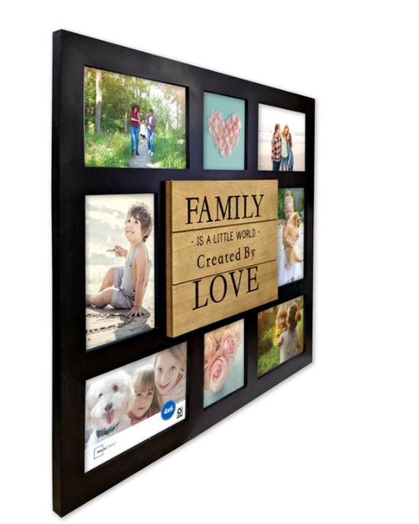 8-Opening Plaque Sentiment Collage Picture Frame, Black Decor Photo