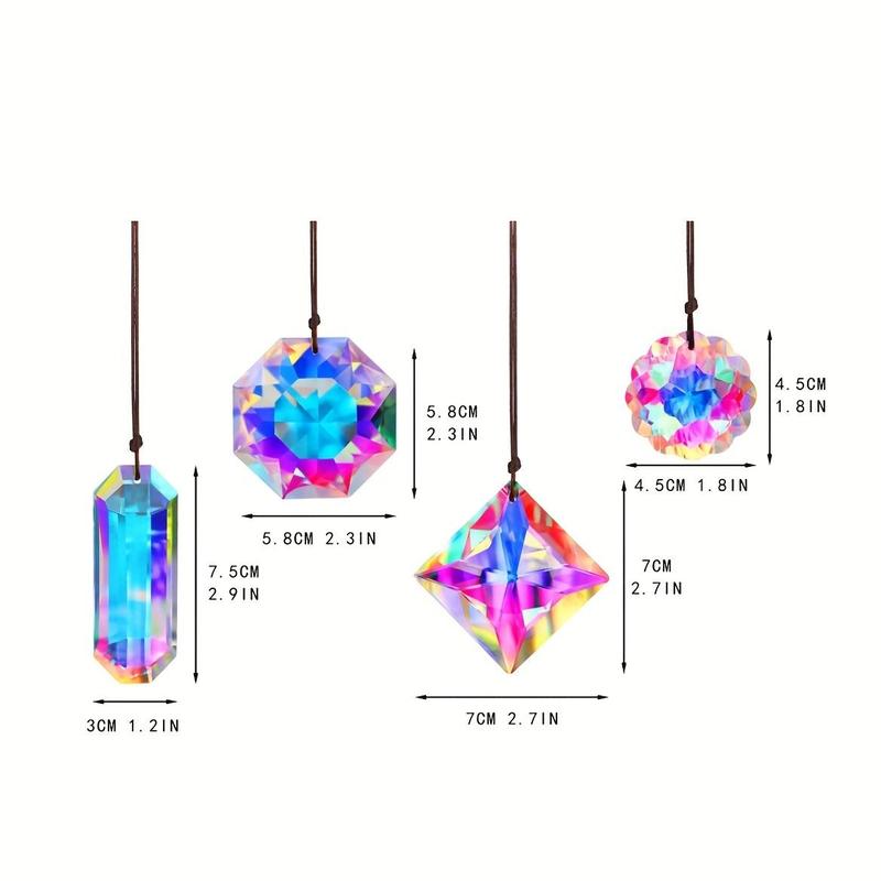 Artificial Crystal Hanging Suncatcher, 4 Counts Rainbow Prism Suncatcher Window Hanging Decor, Hanging Decorations for Home Decor, Gift for Girl