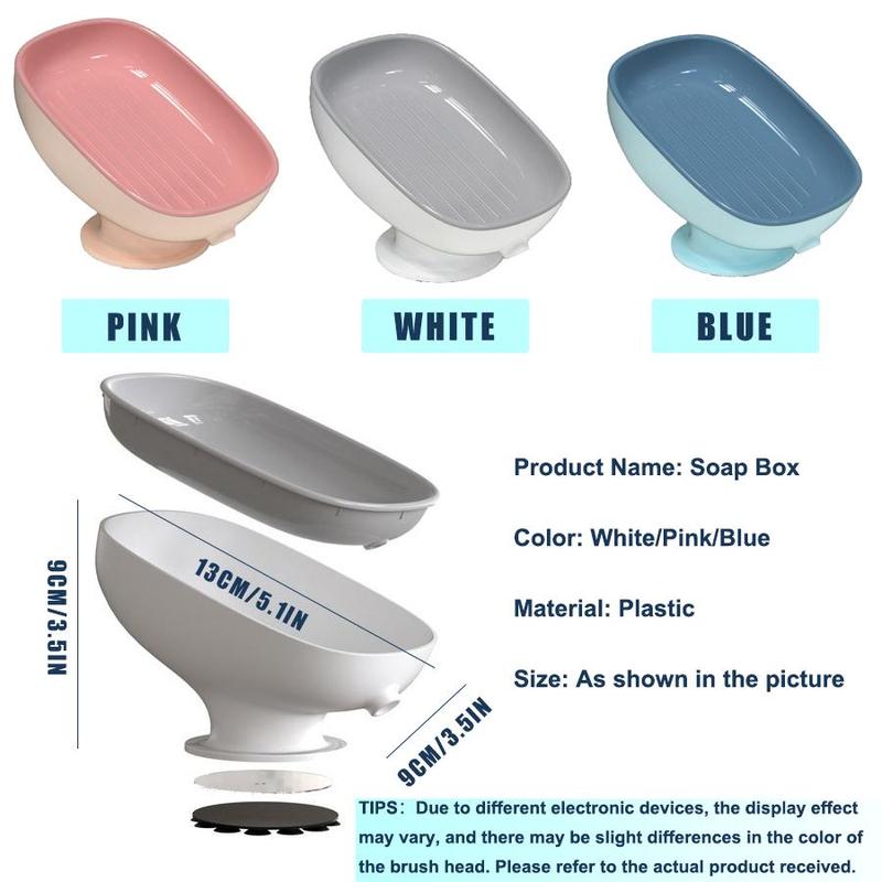 Soap Dish, 1 Count Punch Free Suction Cup Soap Holder, Soap Bar Storage Box for Bathroom Kitchen Hotel Salon Dormitory