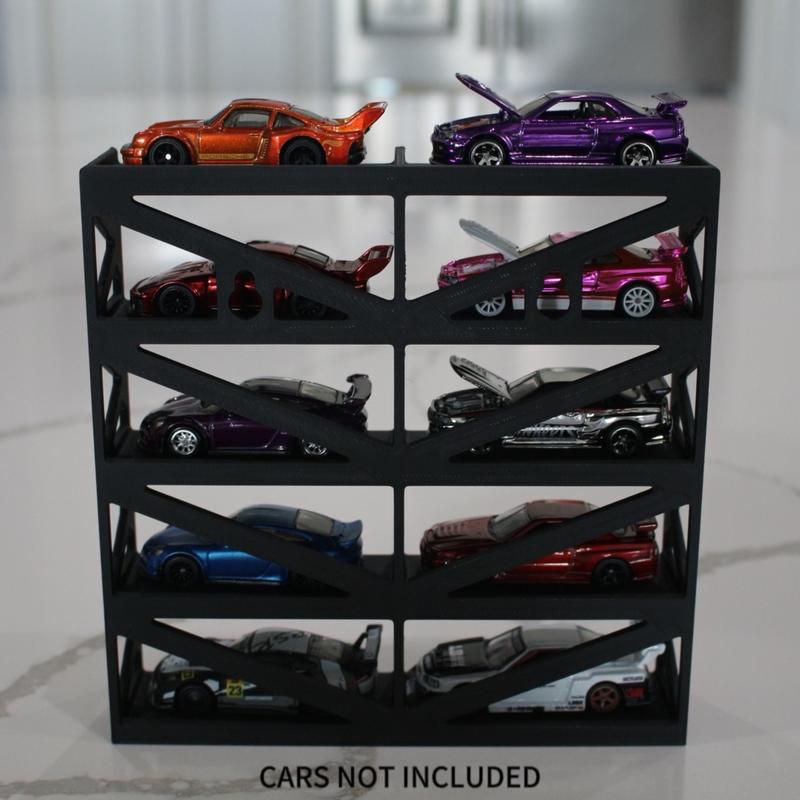 Hotwheel 10 Car Display Stand Industrial Design w Hidden Wall Mount Hook Hole Hanging Shelf Storage Diorama Diecast Model Car 1 64 1:64 Organiser Racks Hangable