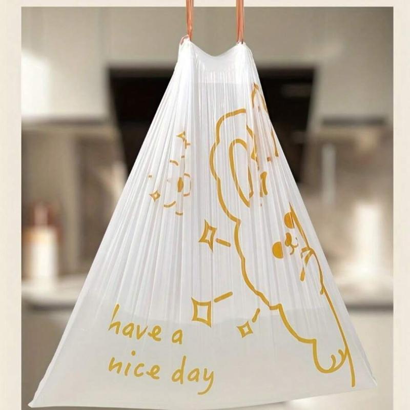 Cute Cartoon Rabbit Pattern Trash Bag (60pcs), Large Bathroom Trash Bag with Drawstring, Home Care Supplies for Bathroom & Kitchen & Living Room