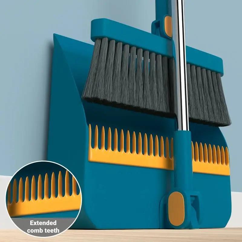 Long Handle Broom & Dustpan Set, 2 Counts Household Foldable Mop Brush Combo, Home Care Supplies for Kitchen, Bathroom, Living Room, Cleaning Supplies, Men’s Dorm Accessories