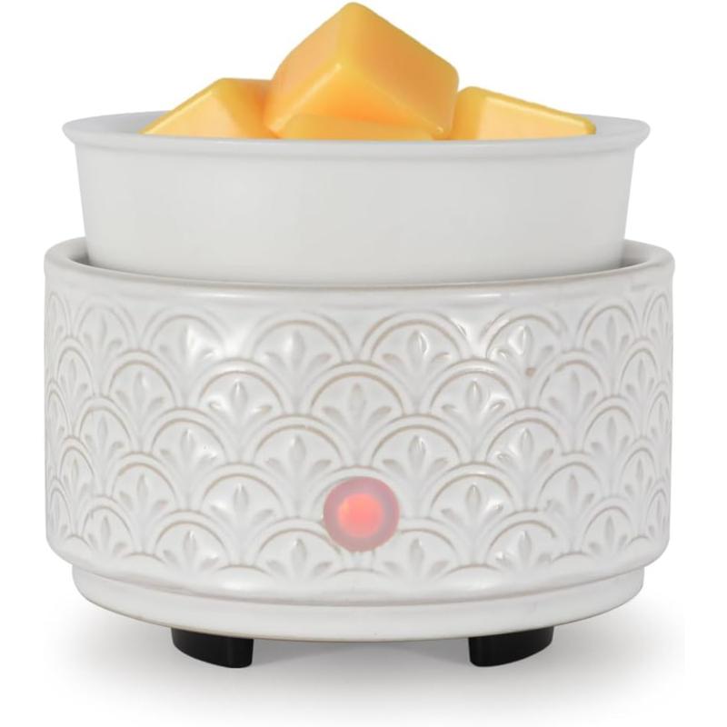 Ceramic Wax Melt Warmer - 3-in-1Electric Wax Warmer-Fragrance Candle Burner for Scented Wax Tarts and Essential Oils - Wax Melts as Gifts for Moms Grandma Women Girls White-Gray