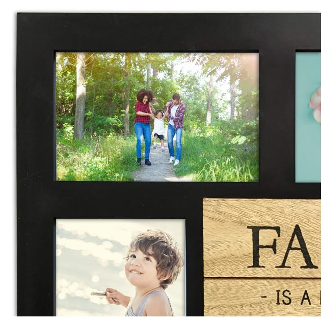 8-Opening Plaque Sentiment Collage Picture Frame, Black Decor Photo