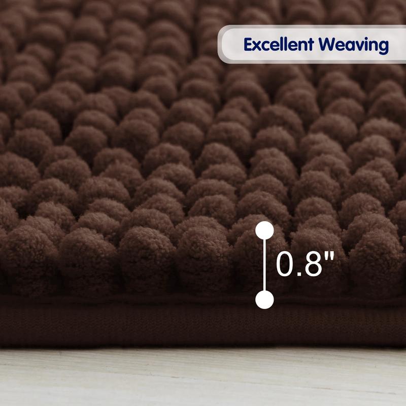 Dyfun Bathroom Rugs Chenille Bath Rug Soft Short Plush Bath Mat Soft Shower Mat Water Absorbent Shower Mat Quick Dry Machine Washable Microfiber Thick