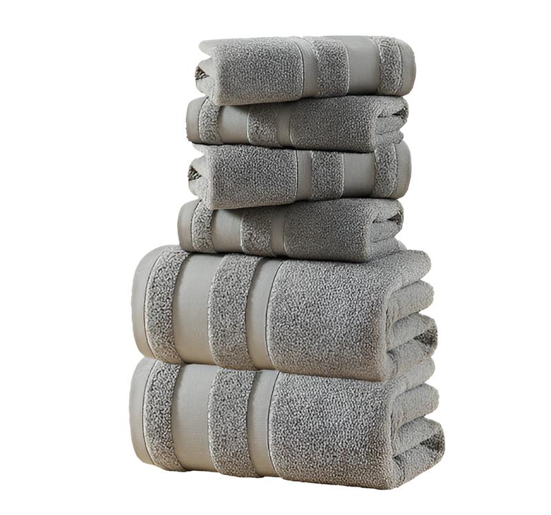 6-Piece Cotton Towel Set: 2 Square Towels (15x15 in), 2 Bath Towels (15x30 in), 2 Extra-Large Bath Sheets (30x60 in) - 100% Cotton