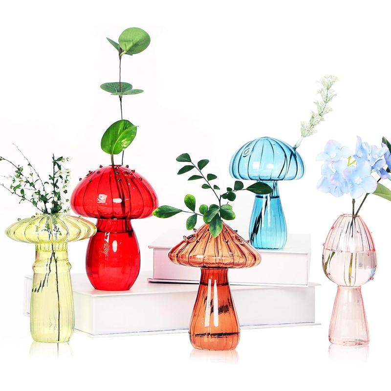 Mushroom Decor 5 count Mini Vase Propagation Station Planters for Indoor  Terrarium Flower Vase for Gifts Home Decor Small Vases Bud for Table Centerpiece