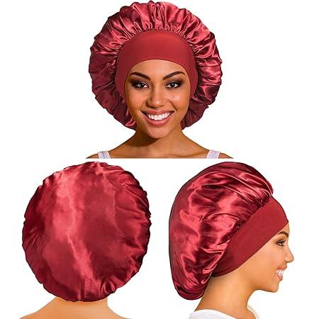 Bling Hair Fashion 4Pcs Satin Bonnet Silk Bonnet for Sleeping Layer Satin Lined Hair Bonnet with Tie Band Bonnets for Women