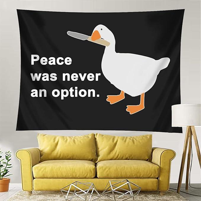 Peace Was Never An Option Goose 40*30in  Tapestry, Bedroom Wall Hanging Bedding Men Teen Girl Funny Living Room Dorm Home Decor