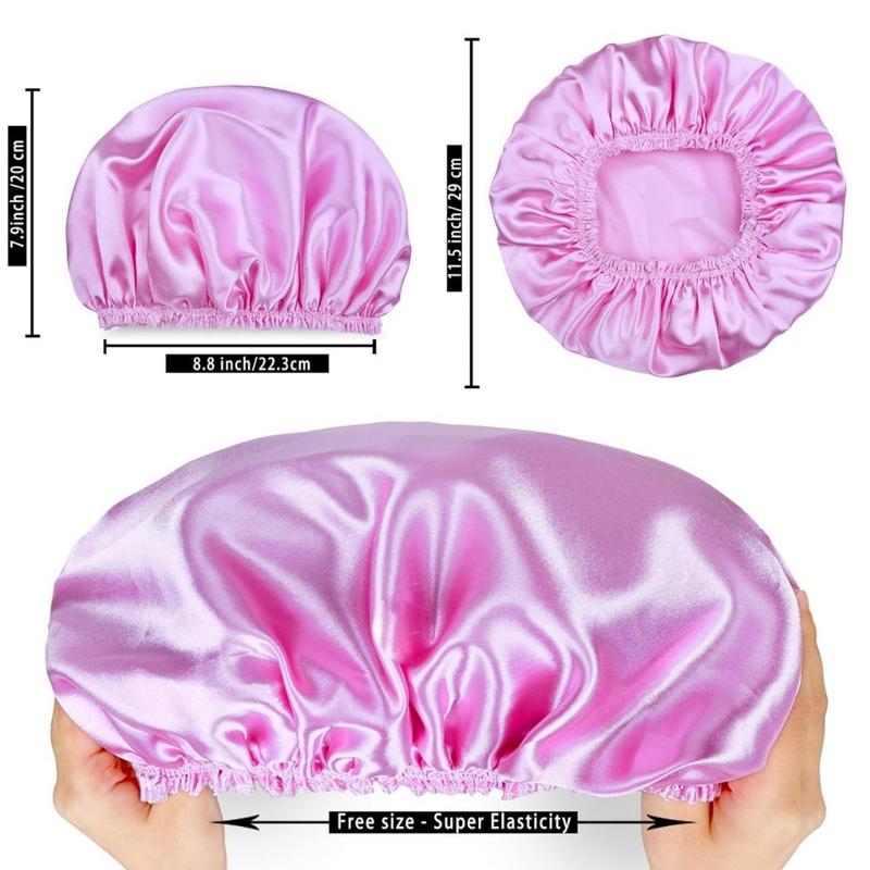 Shower Caps for Women, 4 PCS Elastic and Reusable Bath Caps, Double Waterproof Layers Shower Cap, Bathing Shower Caps, Environmental Protection Hair Bath Hat - Solid Color(Creative Life Pavilion) Cover