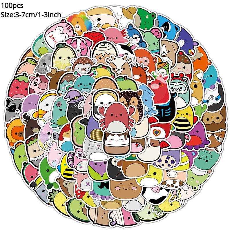 Cartoon Animal Series Sticker, 100pcs Kawaii Graffiti Cartoon Sticker, Decorative Sticker for Phone Case, Computer, Guitar, Bag, Water Cup, Scrapbook