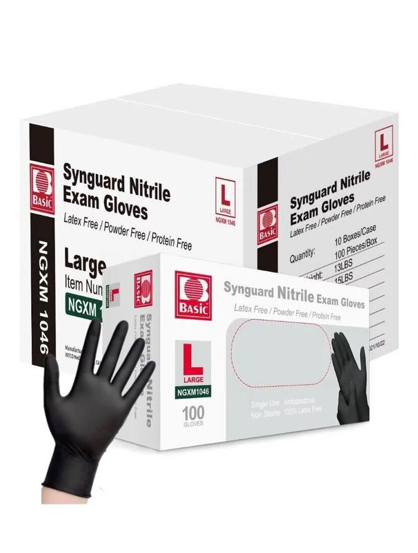 Synguard Basic Nitrile Exam Gloves, black blue powder free, Latex free, Size  S M L XL 100PCS