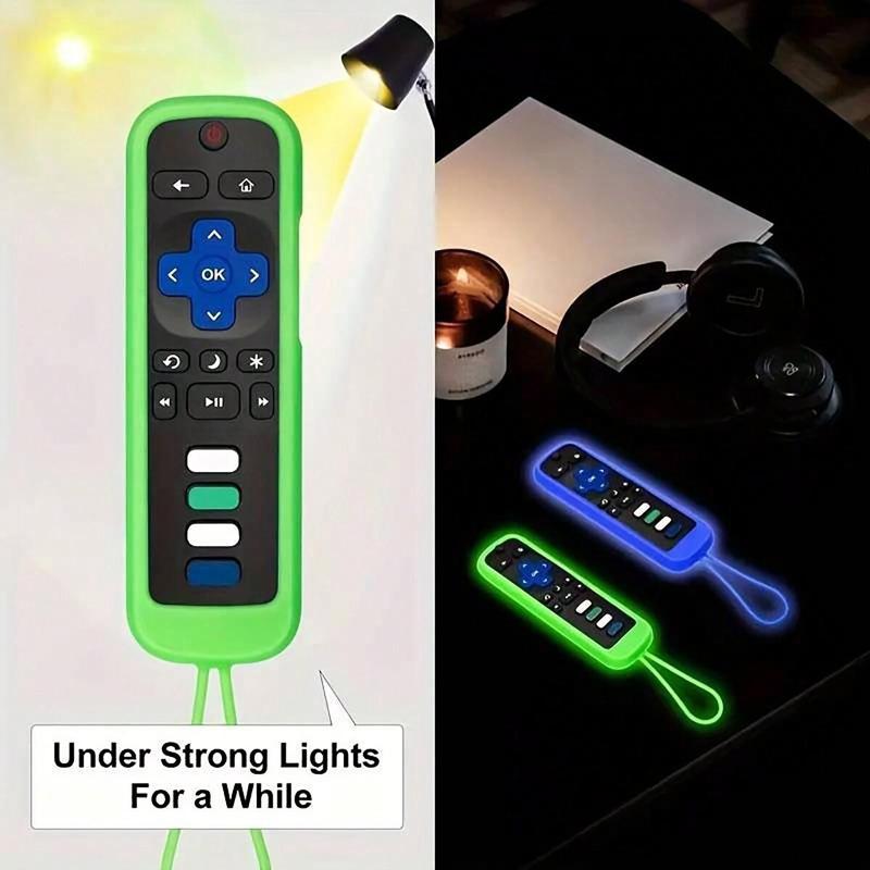 Silicone Luminous Remote Control Cover, 1 Count Reusable Remote Control Case with Lanyard, Decorative Dustproof Cover for Home Living Room Bedroom Dormitory