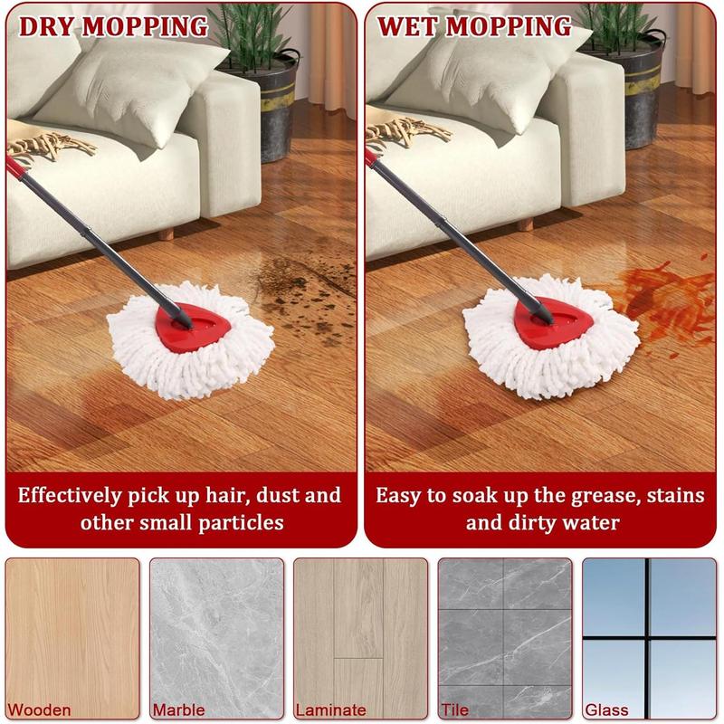 4 Pack Spin Mop  Replacement for O-Ceda Easywring Spin Mop Heads Replacements, Reusable Microfiber Mop Replace  Easy Cleaning and Machine Washable