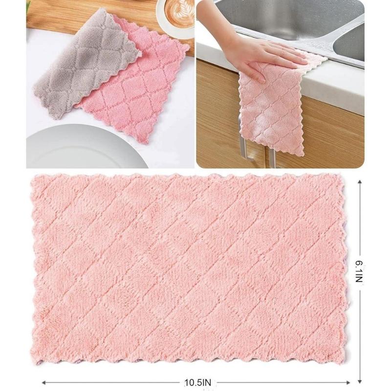 12 Pack Kitchen Towels Quick Dry Washcloths, Coral Velvet Dishtowels Multipurpose Reusable Cloths, Soft Tea Absorbent Cleaning Cloths Double-Sided Microfiber Lint Free Rags(Creative Life Pavilion)