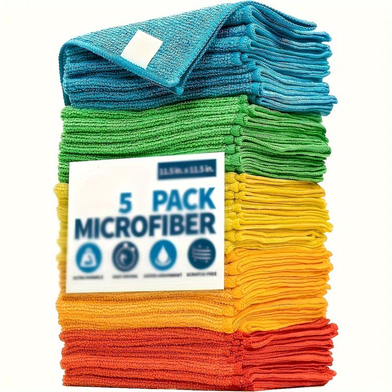 5pcs Multi-Purpose Microfiber Cloth - Streak-Free, Super Absorbent - Ideal for Kitchen and Bathroom Surfaces Cleaning