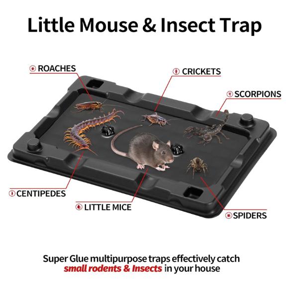 LULUCATCH Mouse & Insect Traps 12 Pack, Heavier Sticky Traps with Non-Toxic Glue for Small Mice & Insects. Sticky Mouse Traps Indoor, Easy to Set, Safe to Children & Pets