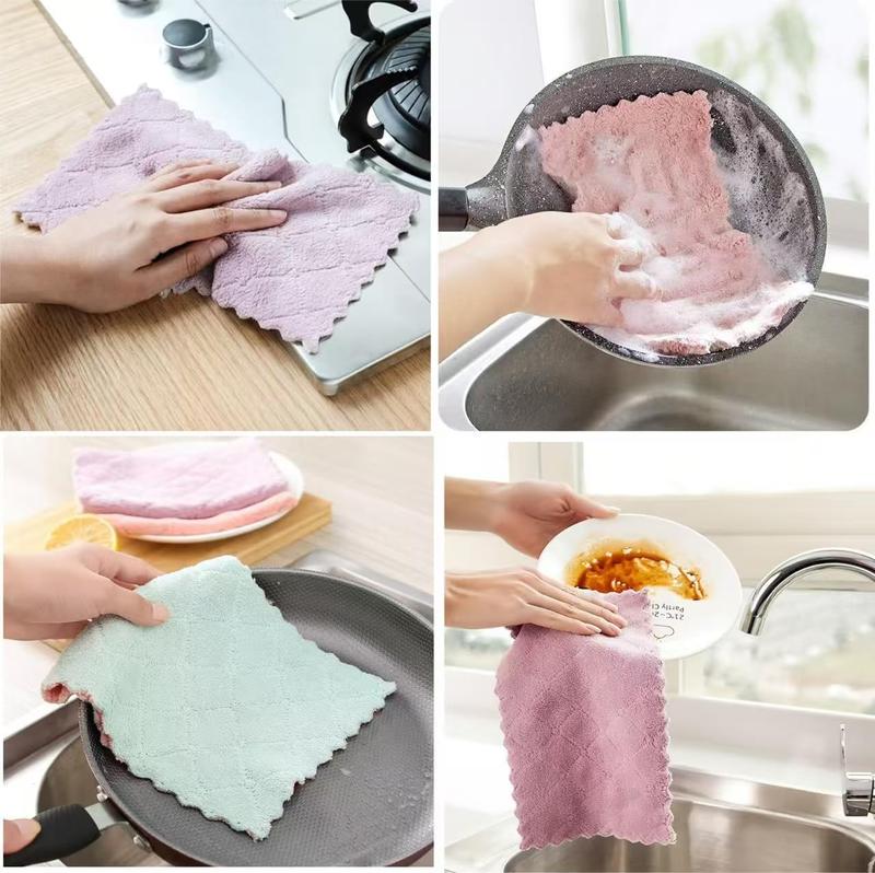 24 Pack Kitchen Dish Cloths Dish Towels, Super Soft and Absorbent Coral Fleece Cloth, Velvet Microfiber Cleaning, Rags for Clean Table, Dish, Glass.