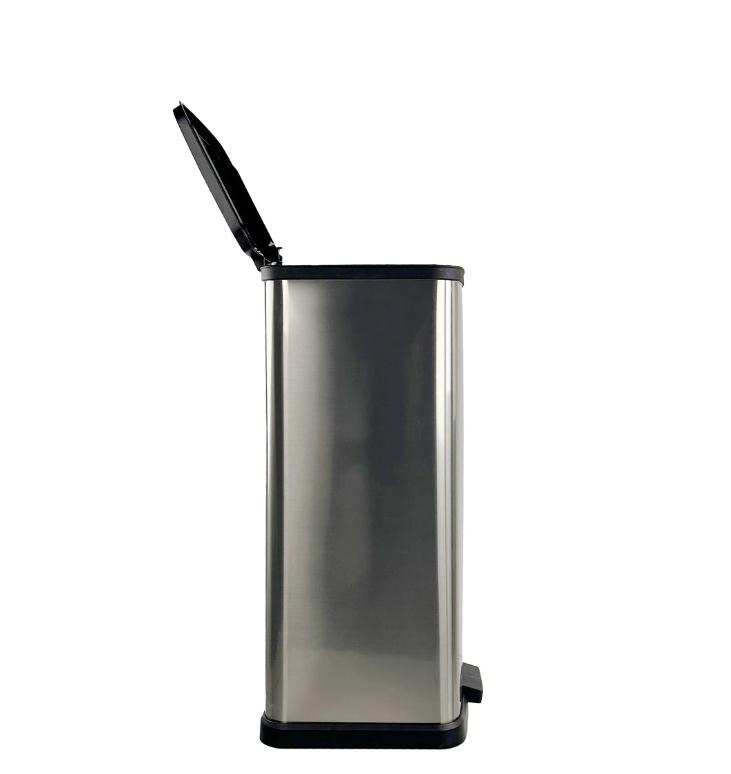 13.2 Gallon Trash Can, Plastic Rectangular Step Kitchen Trash Can, Silver Stainless Steel