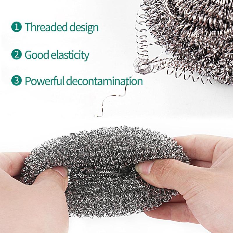 Stainless Steel Cleaning Ball, 20pcs Kitchen Stainless Steel Scrubber for Cleaning Dish Pots Pans Grills, Household Cleaning Tool, Summer Essentials