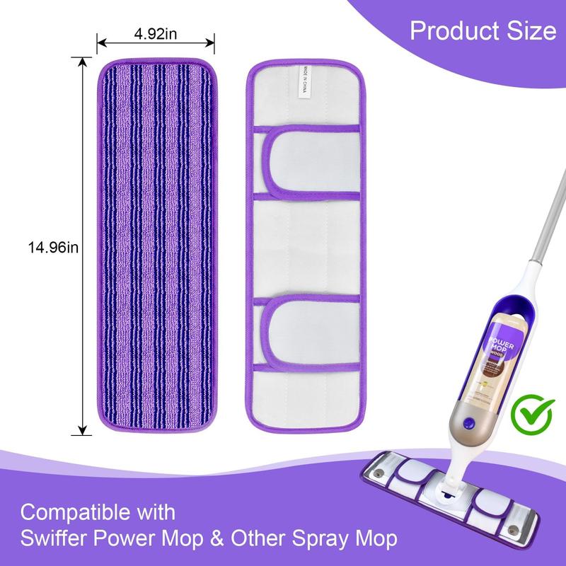 4 Pack Upgraded Reusable Mop Pads Compatible with Swiffer PowerMop, Mop Refill Pads Replacement for Swiffer Power Mop Spray Mop Pads for Multi-Surface Floor Cleaning, Quality Updated Cationic Material