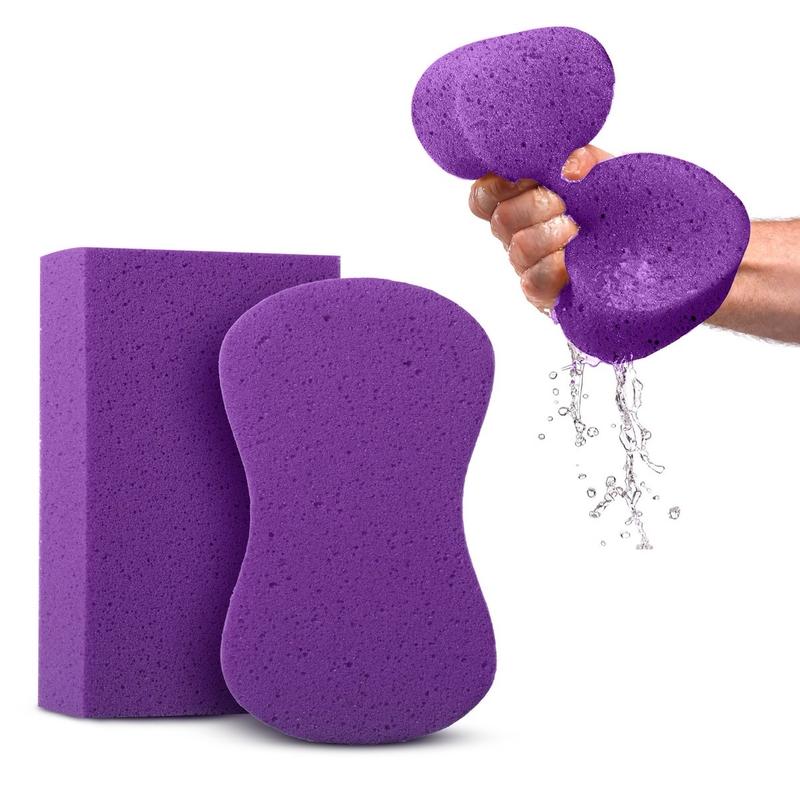 Sponges for Cleaning - 2 Pack - Multi-Purpose Purple Cleaning Sponge, Perfect as Car Wash Sponge, Household Cleaning Sponges, Tile Grout Sponge, Sponges for Painting,Sponge for Washing Cars compostable