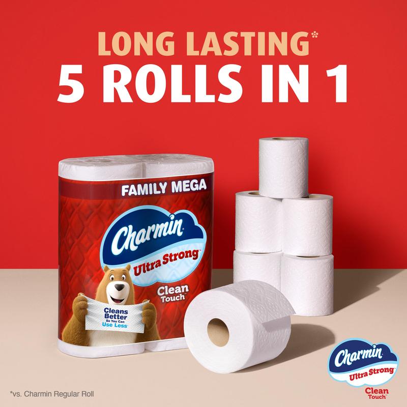 Toilet Paper Ultra Strong Clean Touch, 18 Family Mega Rolls = 90 Regular Rolls (Packaging May Vary)