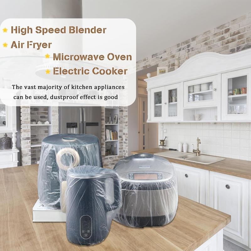 30 count Clear Kitchen Appliance Covers Thickened Disposable Furniture Dust Cover with Elastic for Small Appliance, Oven,  Cooker, Blender, Toaster, Air Fryer(S, M, L)