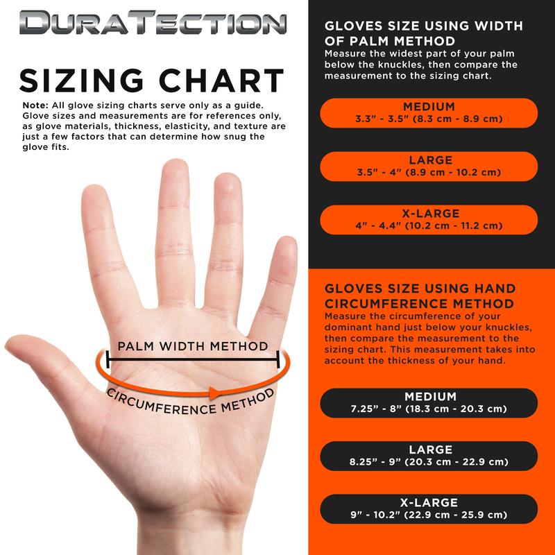 Duratection 8 Mil Orange Super Duty Diamond Textured Nitrile Disposable Gloves, Box of 100, Medium - Latex Free, Powder Free, Food Safe, Safety Protection Work Gloves Cleaning