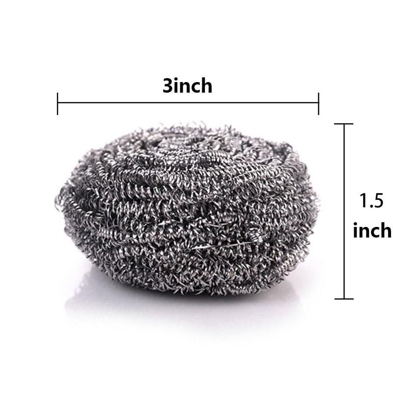 6 Pack Stainless Steel  Scrubber, Scrubbing Scouring Pad, Steel  Scrubber for Kitchens, Bathroom and More