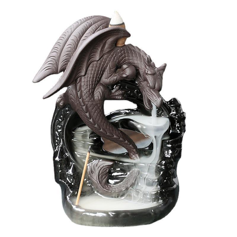 Ramadan Decorations Dragon Design Incense Burner without Incense, 1 Count Creative Waterfall Backflow Incense Burner, Home Decor