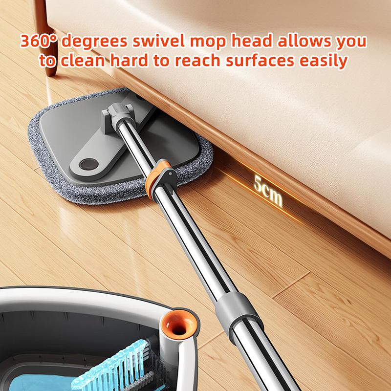 Spin Mop & Bucket Set Only Mop Pads with Self-Separating Dirty Water & Clean Water System, Self-Drying 360° Spin Square Mop Head for Hardwood Tile Marble Floors,Cleaning Mop after the party,adjustable hand tool