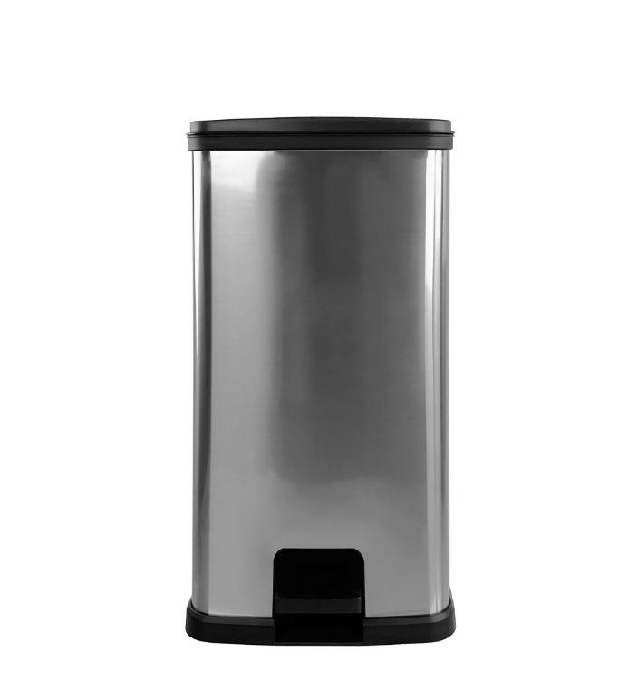 13.2 Gallon Trash Can, Plastic Rectangular Step Kitchen Trash Can, Silver Stainless Steel